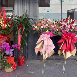 Exterior grand opening floral display