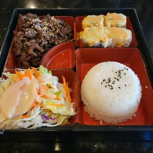 Beef Teriyaki and California Roll - Bento Box