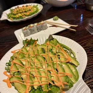 a plate of avocado salad