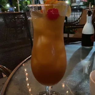 a drink on a table
