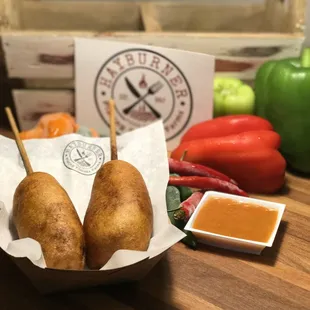 a basket of food on a table