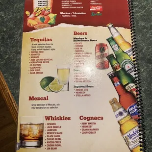 Drinks menu