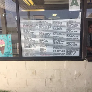 a menu in a window