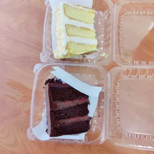 Coconut cake and chocolate raspberry cake