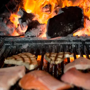 meat cooking on the grill