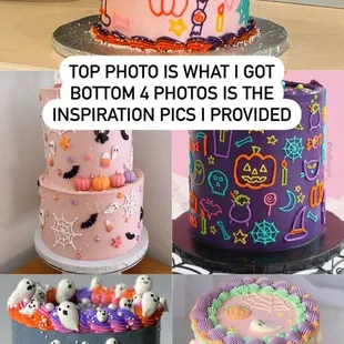 The cake they tried to give me (top photo) vs the inspiration pictures.