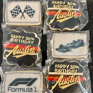 Personalized cookies for the Austin Grand Prix F1 race birthday weekend.