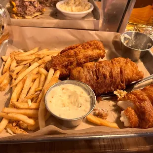 Giant pieces of Fish and Chips.