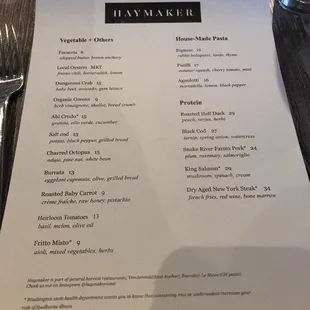 menu