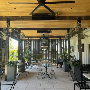 Outsideseatimg behind the market