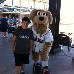 Son with Homer the mascot.