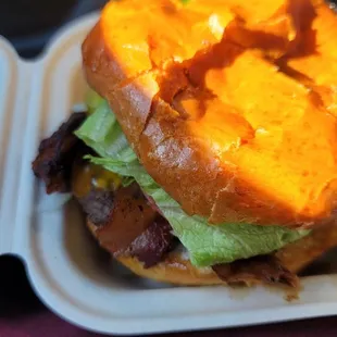 Haystack bacon burger