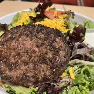 Haystack Salad with burger patty