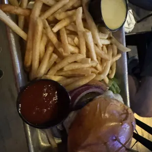 Burger and fries