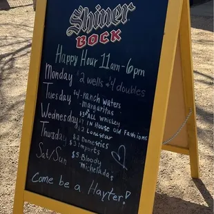 Weekly specials at Hayters