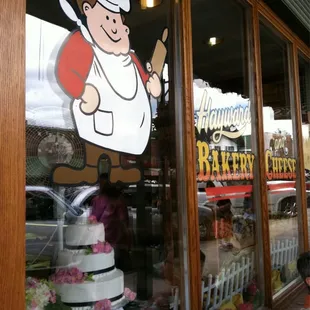 a cake in the window