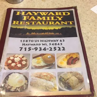 the menu for the restaurant