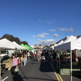 a wide view of the farmers market