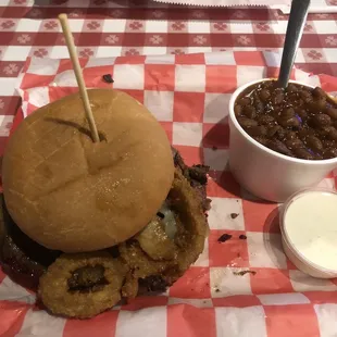 The Royal Sandwich with a side of baked beans.