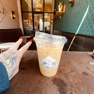 16oz Oat milk Vanilla Iced Latte