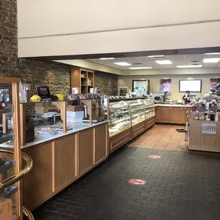 the inside of a bakery