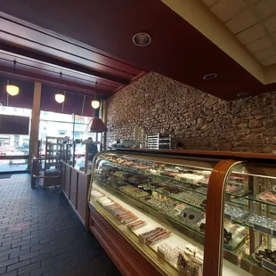 the interior of a bakery