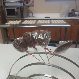 chocolate lollipops on a stick