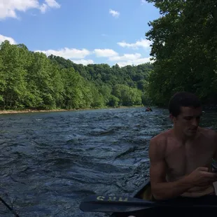View of the river from the canoe