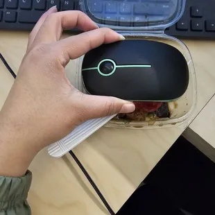 My mouse is almost the same size as this side salad.
