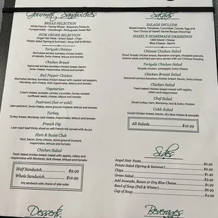 Menu and there ice Tea a must