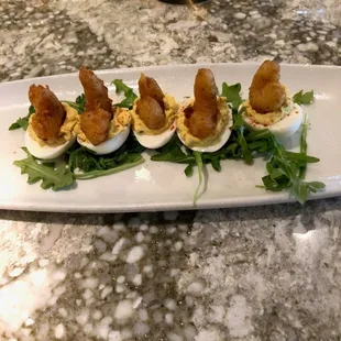 Crispy Shrimp Deviled Eggs