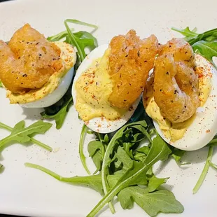 Crispy Shrimp Deviled Eggs