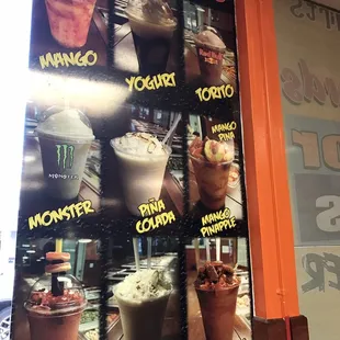 All the smoothie options.