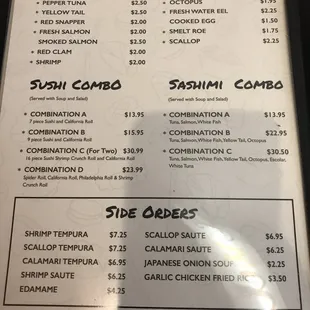 Full menu