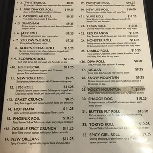 Full menu