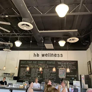 a group of people at the counter