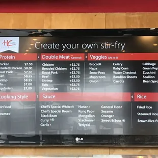 menu
