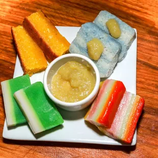 Kuih Platter consists of from the right Kuih Tatal Kuih Lapis Kuih talam Kuih Bingka