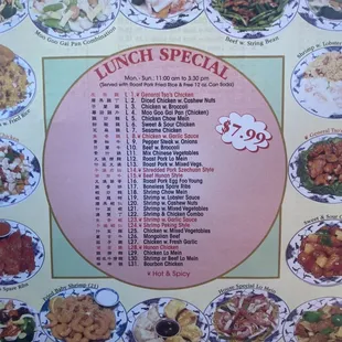 Lunch specials currently 10/18/23