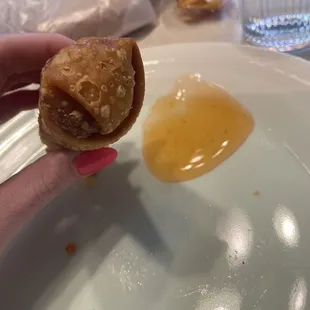 Egg roll with duck sauce