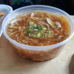 Lunch special soup portion, 8 oz, this one is Hot &amp; Sour