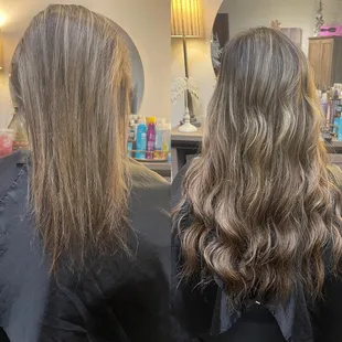 The difference these hand tied extensions make! Hair by Pia