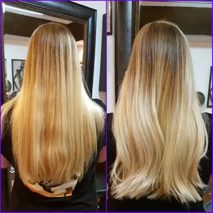 Before &amp; After #f18hair violet toning shampoo and trim by Jen Caniglia available for take home!!