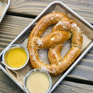 Pretzel with house made beer cheese and IPA mustard