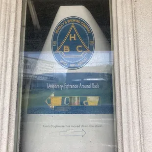 a sign in a window