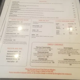 Menu side 1
