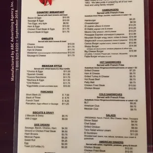 the menu for the new mo
