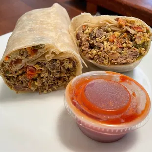 Machaca and egg breakfast burro!