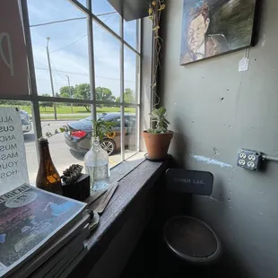 a view of a restaurant from a window