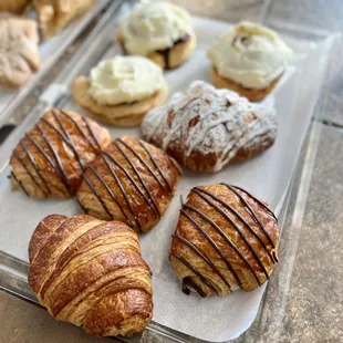 Cinnamon rolls and croissants